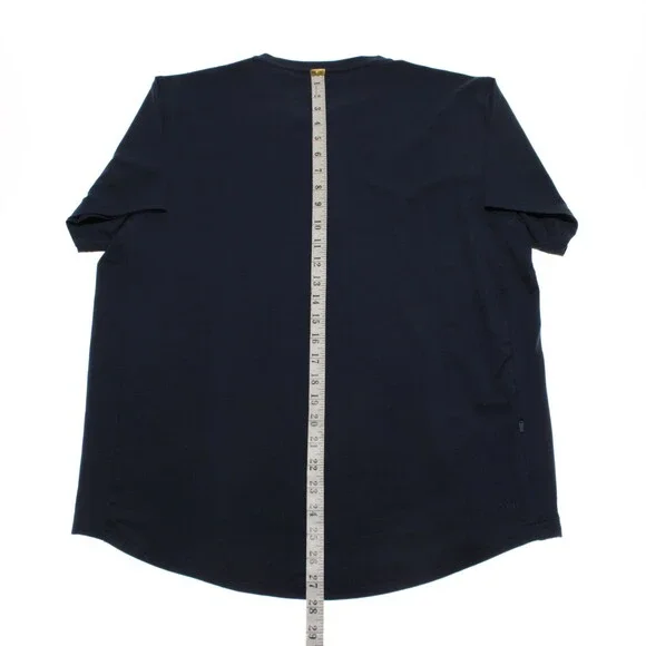 Orchard & Broome NWT Essex Short Sleeve Zip T-Shirt Size L in Blue Cotton Blend